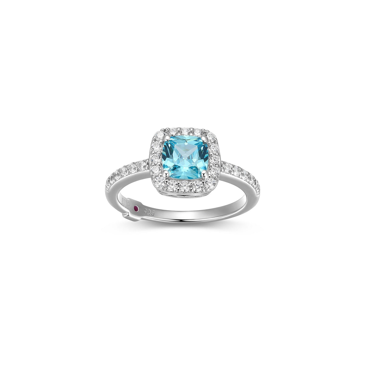 Bague Aigue-marine Synthétique et Zircon – Elle Argent 925