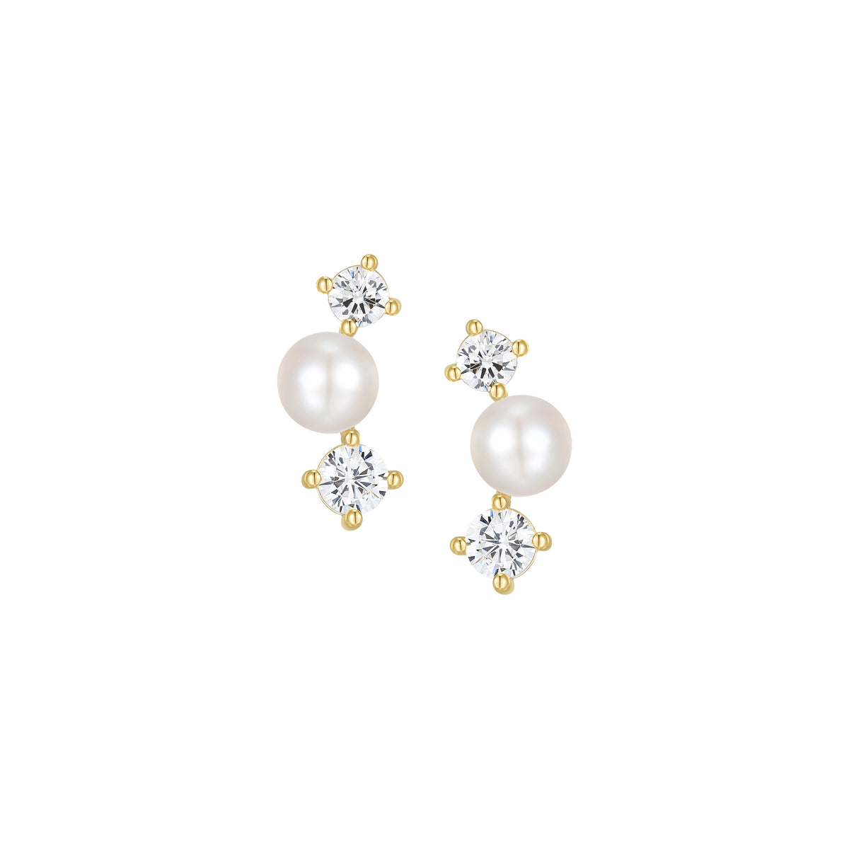 Boucles d’oreilles Reign perle et zircon en argent 925 plaqué or — vue 2