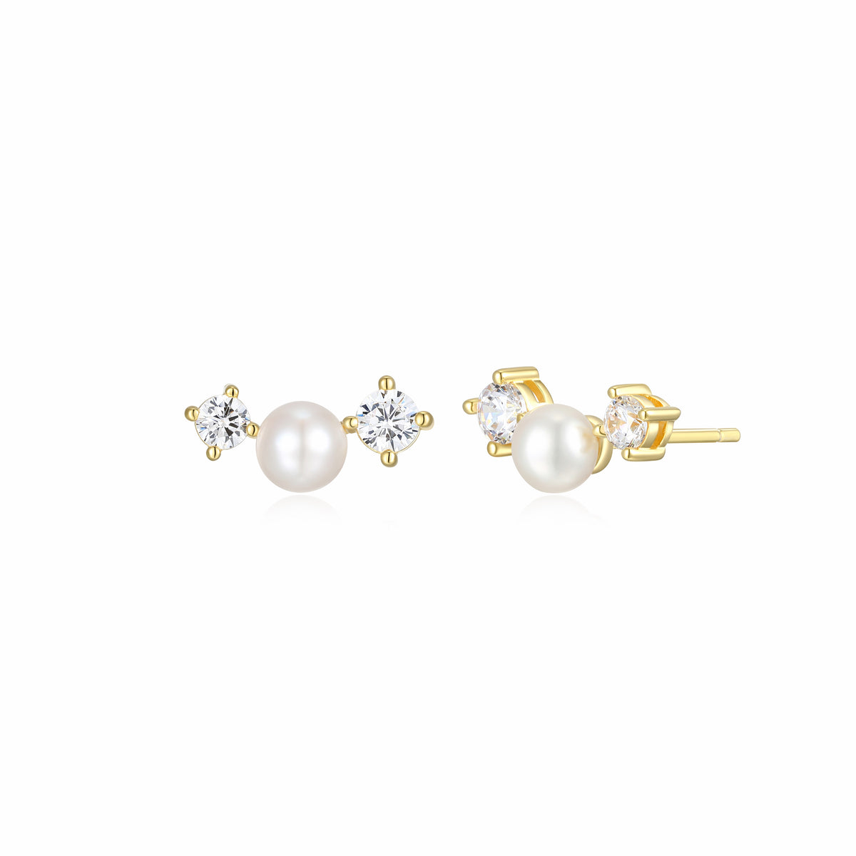 Boucles d’oreilles Reign perle et zircon en argent 925 plaqué or — vue 3