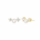 Boucles d’oreilles Reign perle et zircon en argent 925 plaqué or — vue 3
