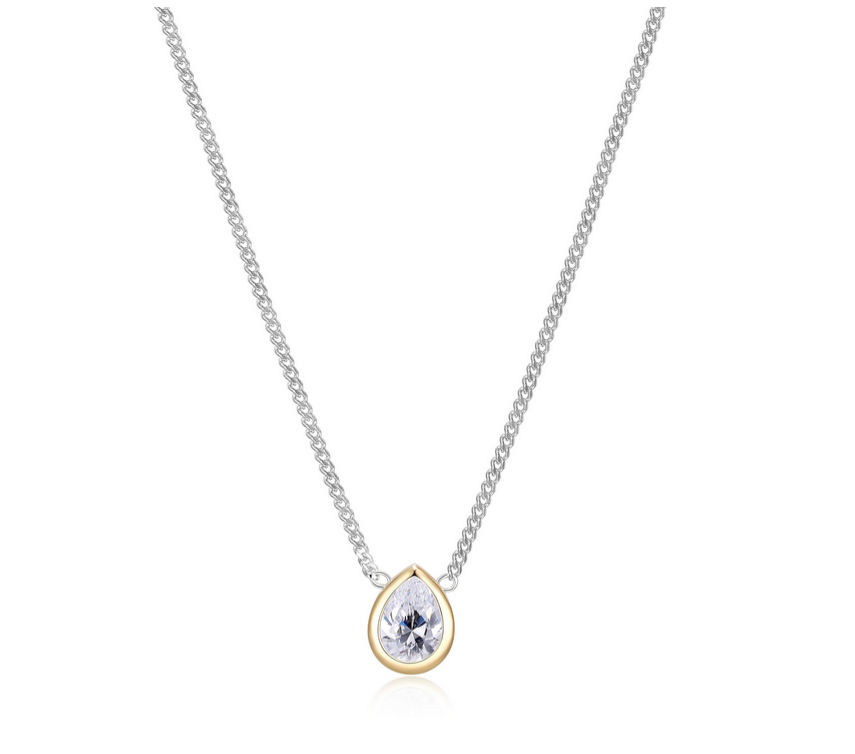 Collier Poire Sertie Plaqué Or – Reign Argent 925