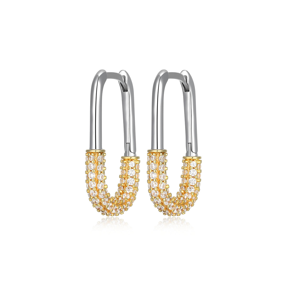 Boucles d’oreilles huggies bicolores Reign en argent 925 — vue 2