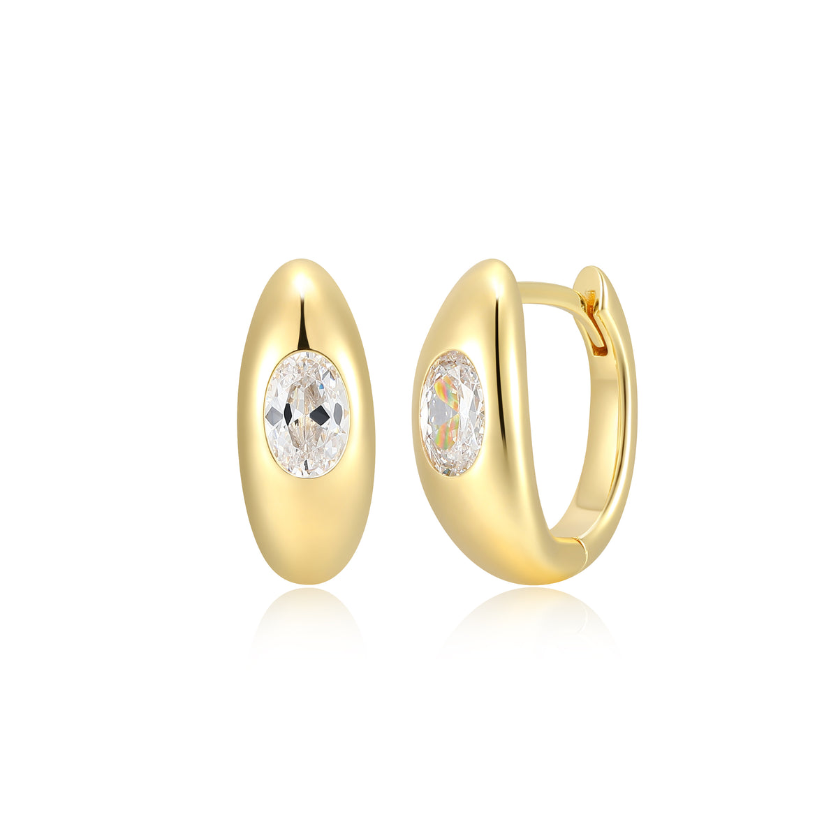 Boucles d’oreilles huggies ovales pavées Reign argent 925