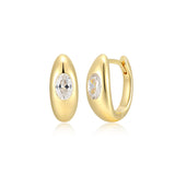 Boucles d’oreilles huggies ovales pavées Reign argent 925
