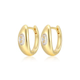 Boucles d’oreilles huggies ovales pavées Reign argent 925 — vue 2