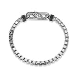 Bracelet maille box Ethos argent 925, saphirs noirs