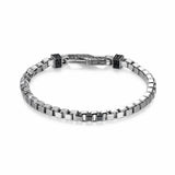 Bracelet maille box Ethos argent 925, saphirs noirs — vue 2