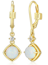 Boucles d'Oreilles Pendantes Opale Plaqué Or – Elle Argent 925