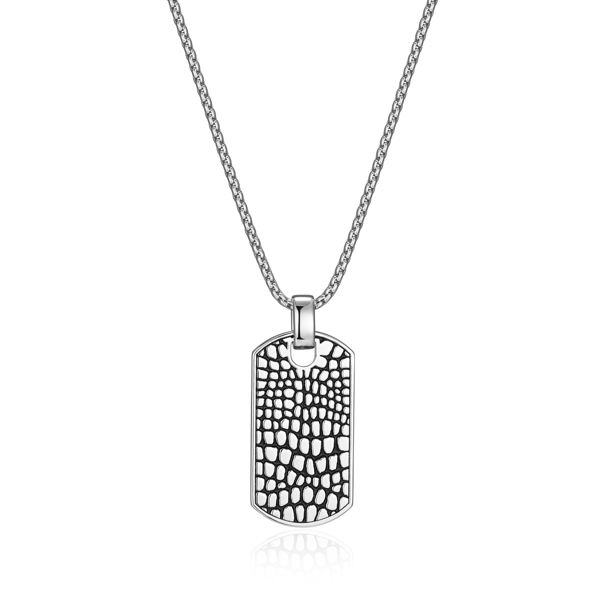 Collier Ethos pendentif dog tag reptile argent 925