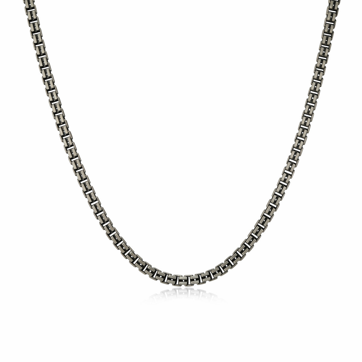 Collier Ethos maille franco gunmetal 24 po argent 925