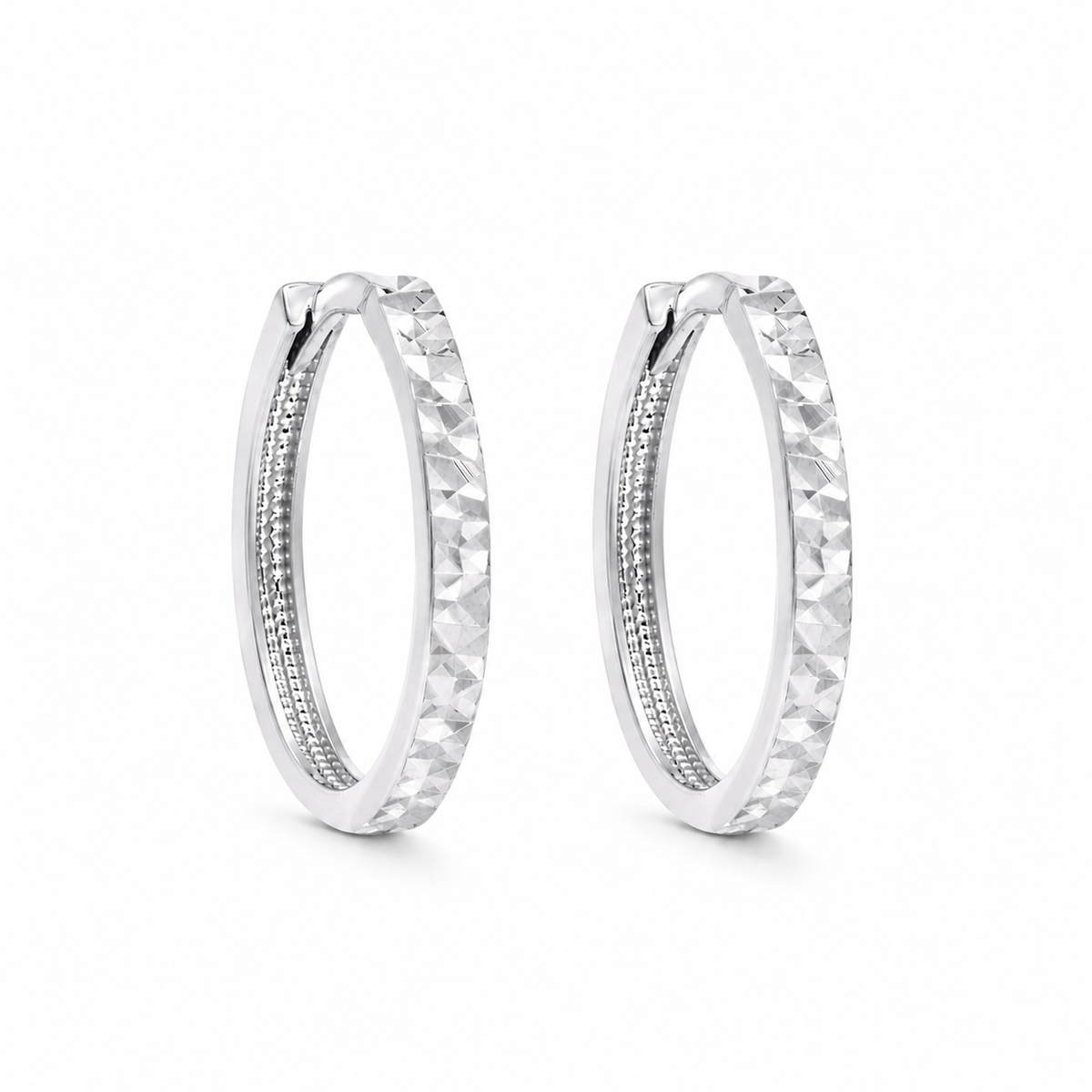 Boucles d'Oreilles Huggies Coupe Diamant Or 10K