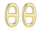 Boucles d'Oreilles Clous Maillons Marins Plaqué Or – Reign Argent 925