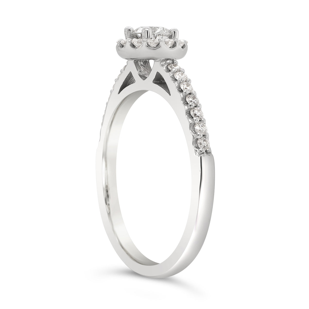 Bague Halo Or Blanc 14K Diamant 0,40ct