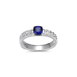 Bague Tressée Saphir Synthétique – Elle Argent 925
