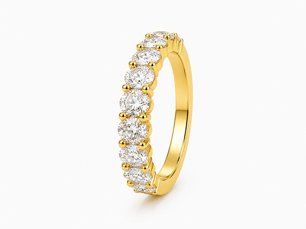 Bague Semi-Éternité Or Jaune 14K Diamants Lab 1,00ct