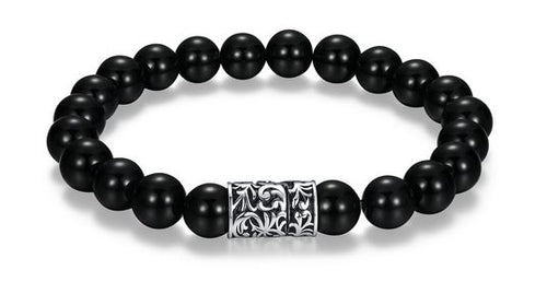 Bracelet Billes Agate Noire – Ethos Argent 925