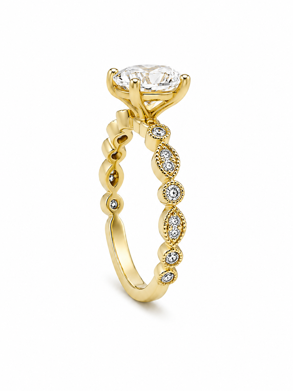 Bague Solitaire Or Jaune 18K Diamant Lab Ovale 0,97ct