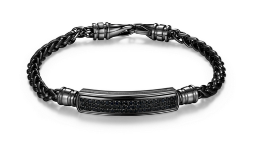 Bracelet Barre Saphir Noir Gun Métal – Ethos Argent 925