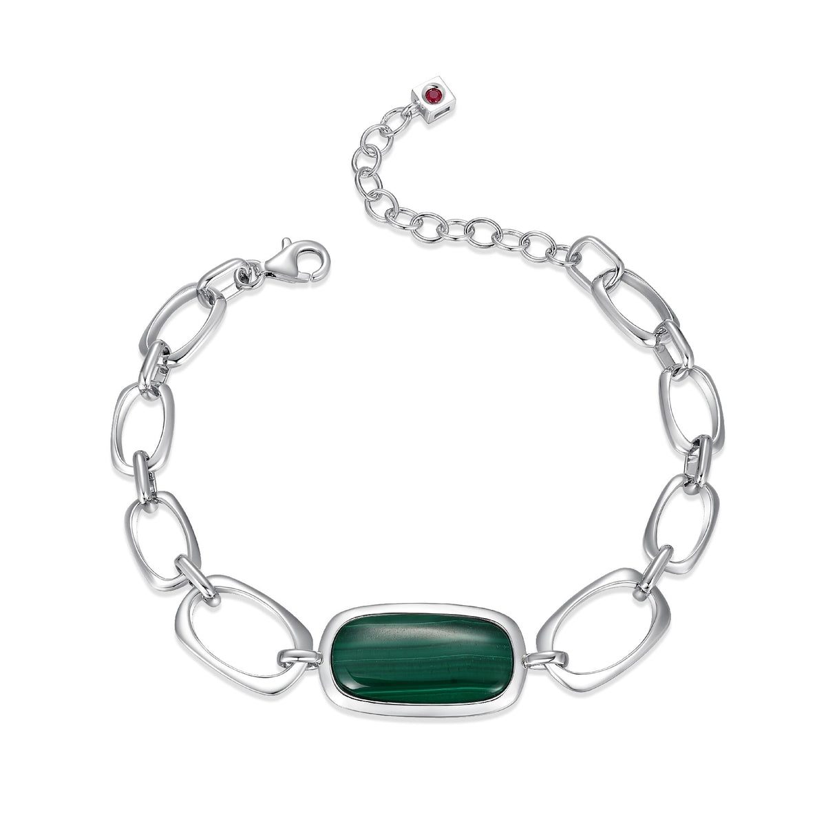Bracelet Maillons Malachite Coussin – Elle Argent 925