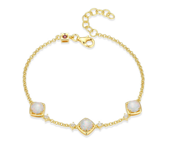 Bracelet Station Opale Plaqué Or – Elle Argent 925