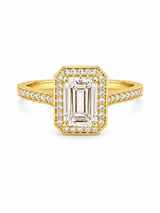 Bague Halo Or Jaune 14K Diamant Lab 2,21ct