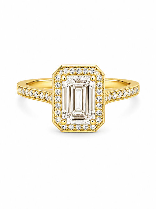 Bague Halo Or Jaune 14K Diamant Lab 2,21ct