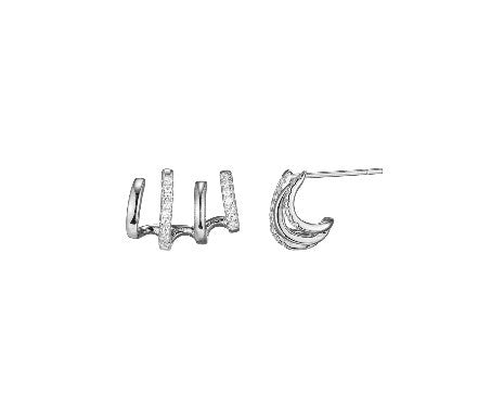 Boucles d'Oreilles Clous Illusion 4-en-1 Zircon – Reign Argent 925