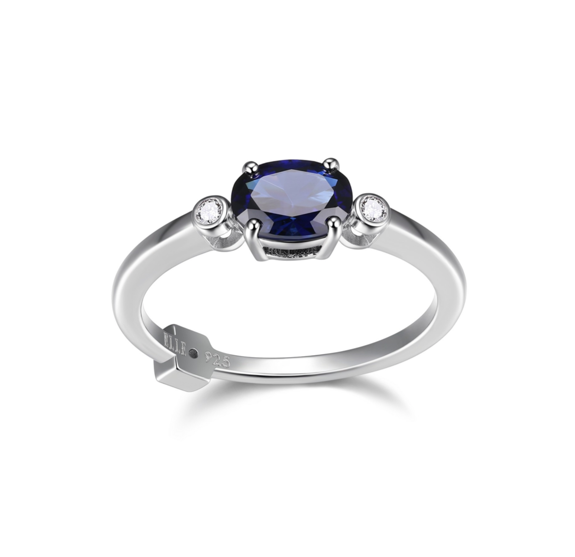 Bague Saphir Synthétique Zircon – Elle Argent 925