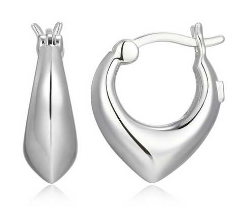 Boucles d'Oreilles Créoles Poire Bombée – Elle Argent 925