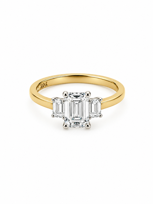 Bague Solitaire Or Blanc 14K Diamant Lab Émeraude 1,56ct