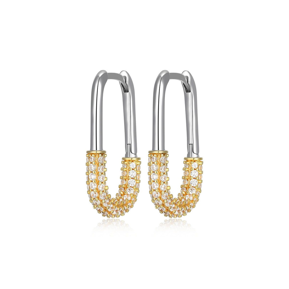 Boucles d'Oreilles Huggies Maillons Bicolores Zircon – Reign Argent 925
