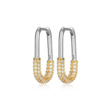 Boucles d'Oreilles Huggies Maillons Bicolores Zircon – Reign Argent 925