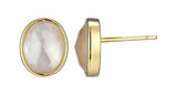 Boucles d'Oreilles Ovales Nacre et Cristal Plaqué Or – Reign Argent 925