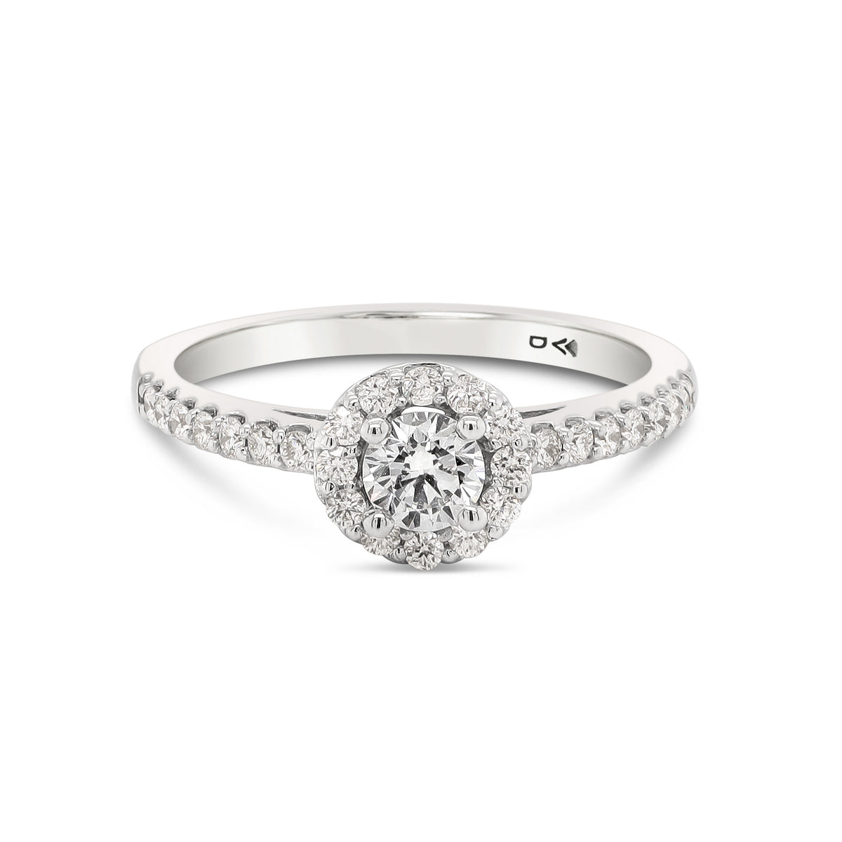 Bague Halo Or Blanc 14K Diamant 0,40ct