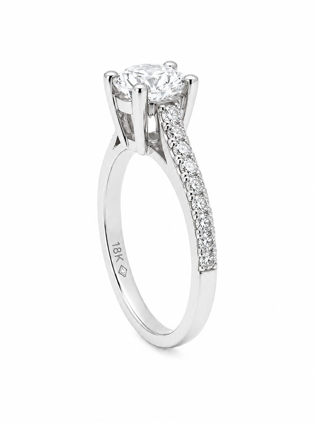 Bague Solitaire Or Blanc 14K Diamant 1,03ct