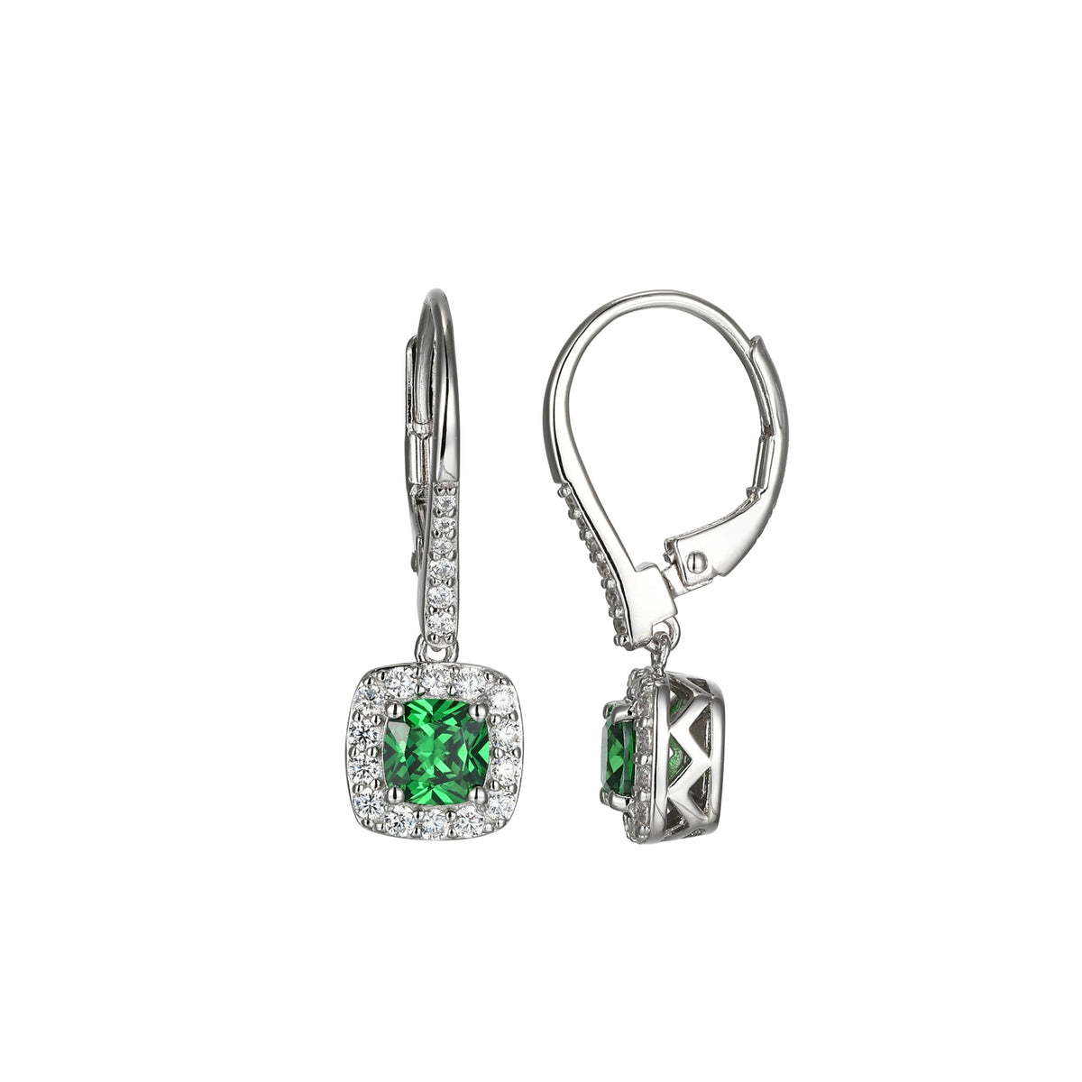 Halo Green Zircon Dangle Earrings β She Sterling Silver 925