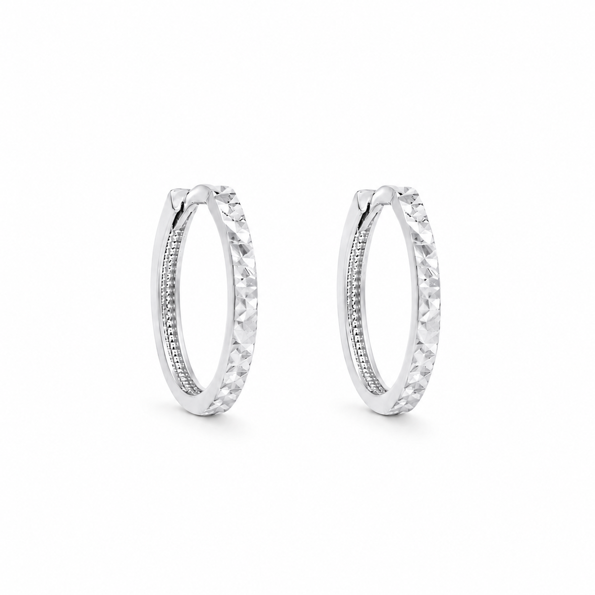 Boucles d'Oreilles Huggies Coupe Diamant Or 10K
