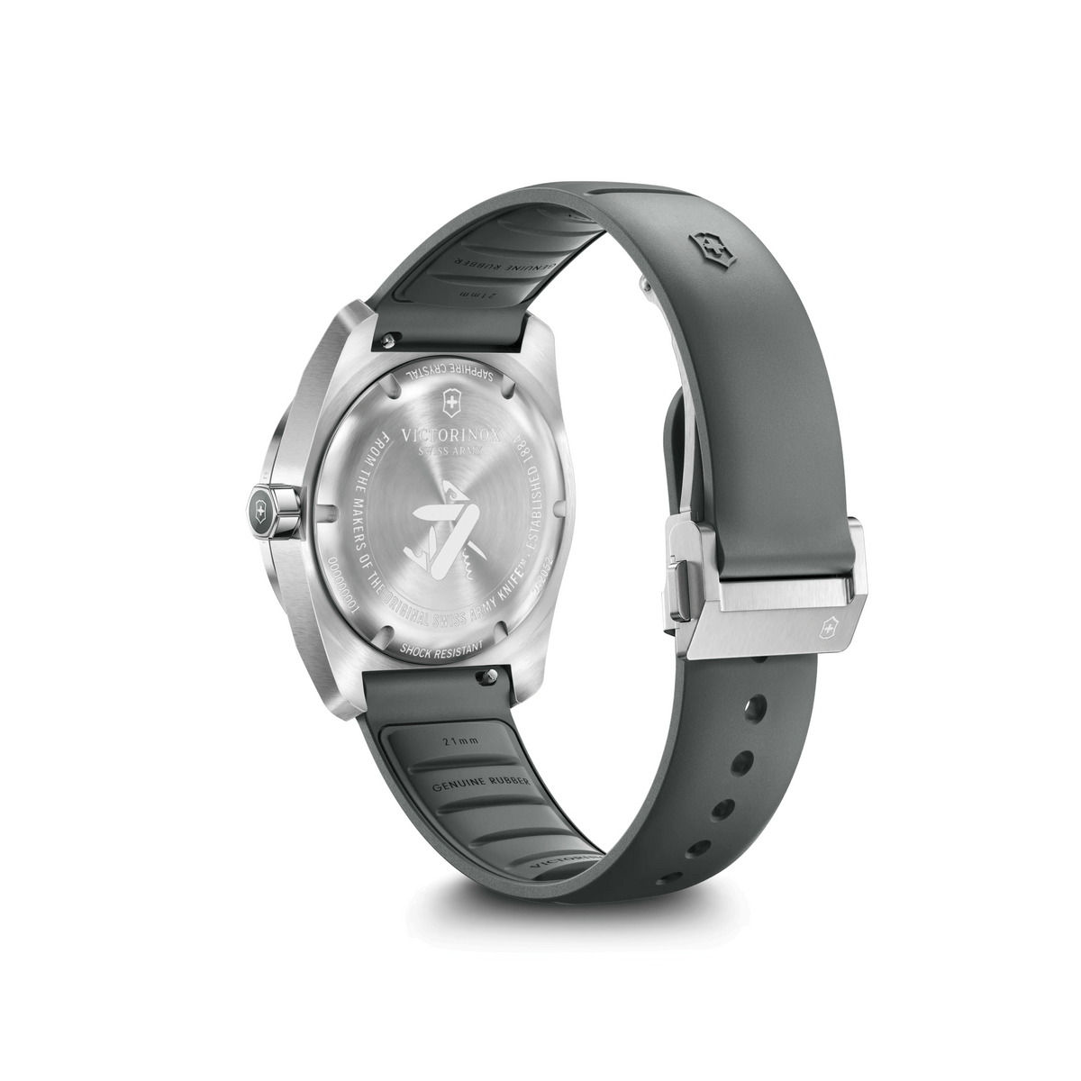 Montre Victorinox Concept One Solar 39 mm cadran gris, bracelet caoutchouc gris, vue de dos