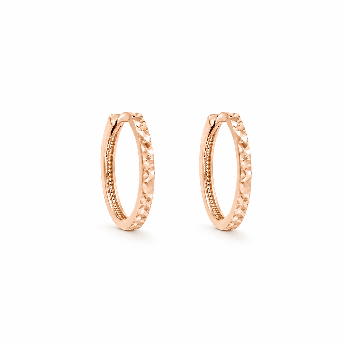Boucles d'Oreilles Huggies Coupe Diamant Or 10K