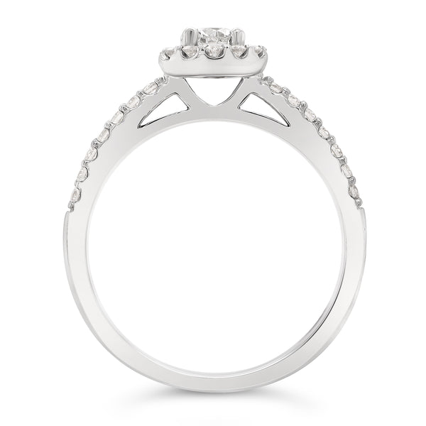 Bague Halo Or Blanc 14K Diamant 0,40ct