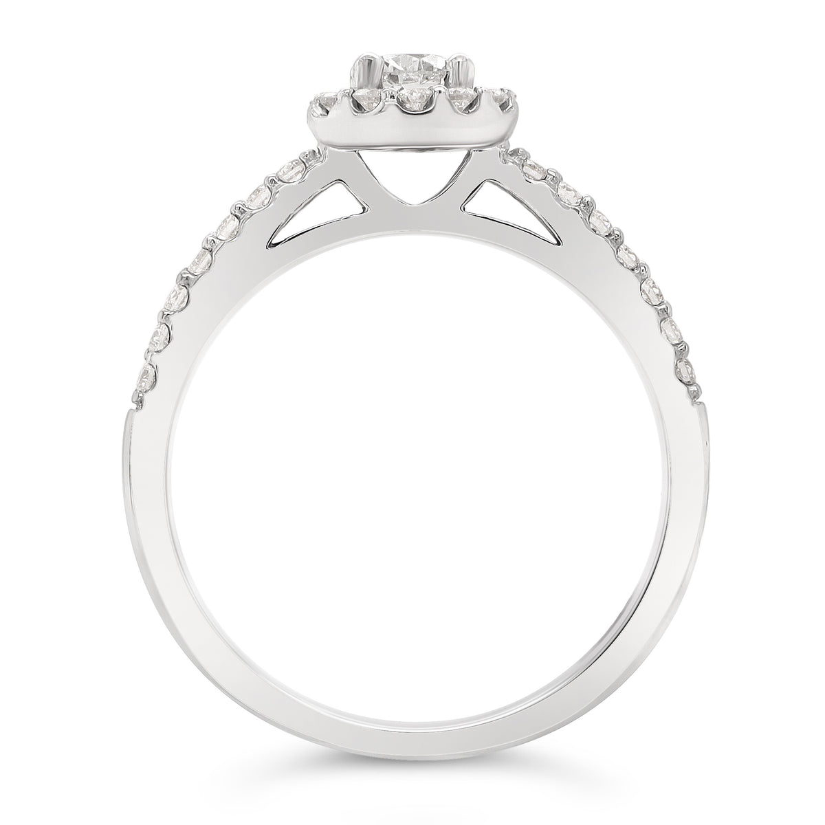 Bague Halo Or Blanc 14K Diamant 0,40ct