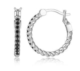 Boucles Torsade Spinelle Noire – Elle Argent 925
