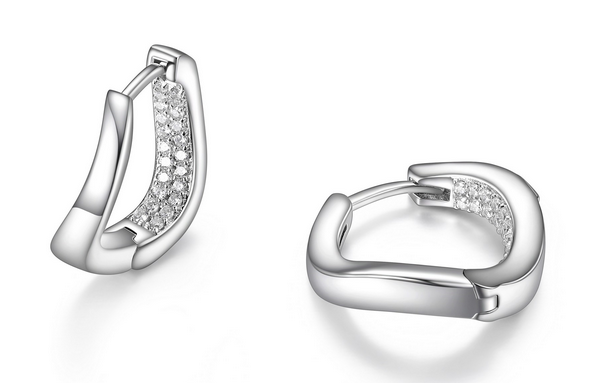 Boucles d'Oreilles Huggies Torsadées Zircon – Elle Argent 925