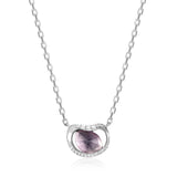 Amethyst and Zircon Pendant Necklace - She Sterling Silver 925