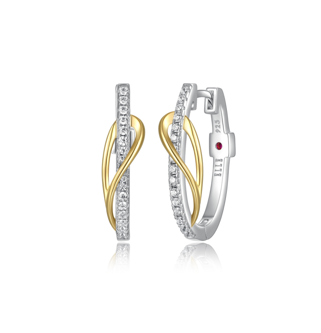 Créoles Poire Zircon Deux Tons – Elle Argent 925