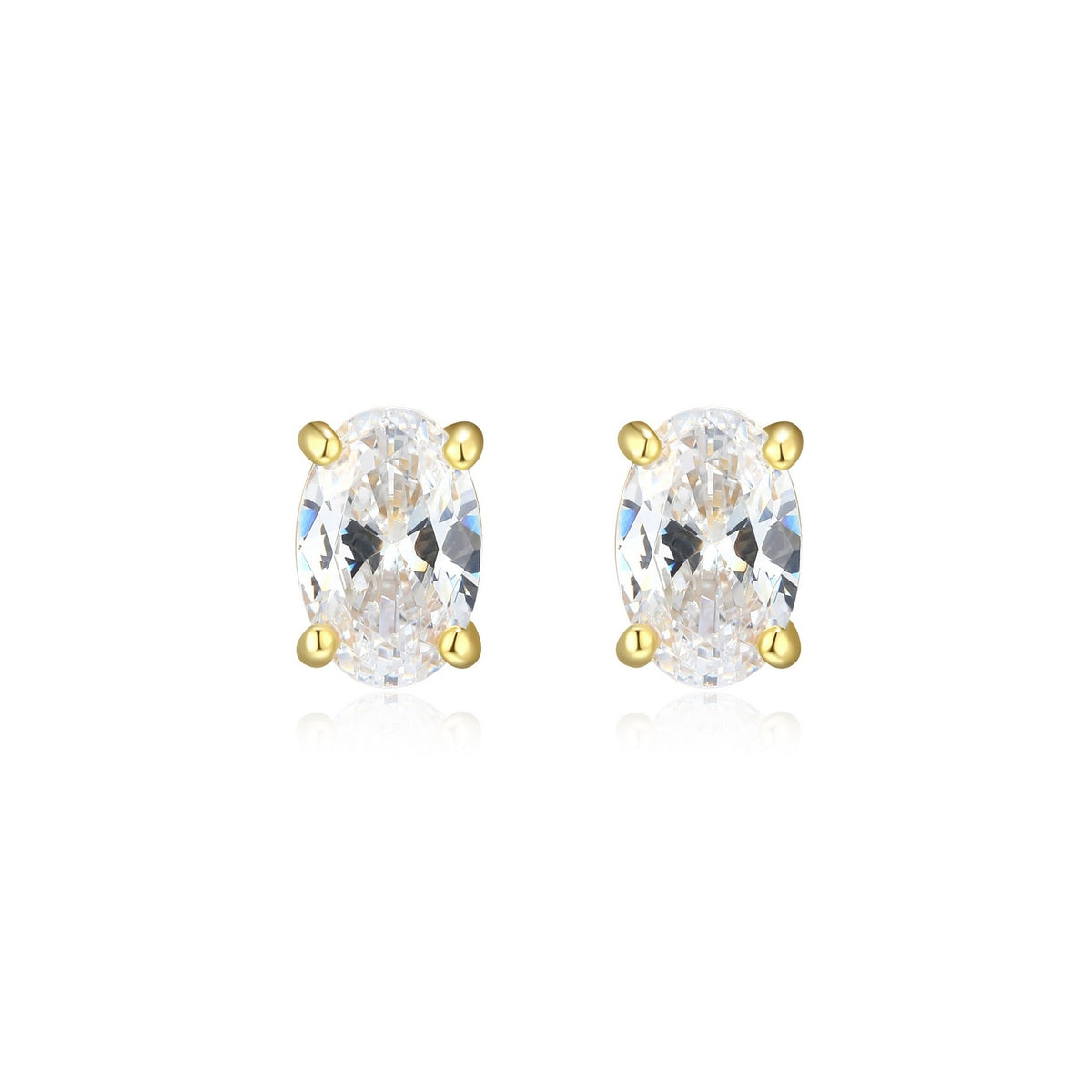 Boucles d'Oreilles Clous Ovales Zircon – Reign Argent 925