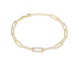Bracelet Paperclip Pavé Plaqué Or 18K Zircon – Reign