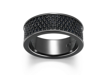Bague Cigar Band Saphir Noir – Ethos Argent 925