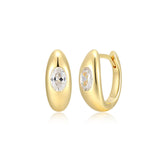 Boucles d'Oreilles Huggies Zircon Ovale – Reign Argent 925