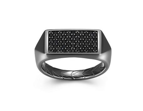 Bague Rectangulaire Saphir Noir – Ethos Argent 925